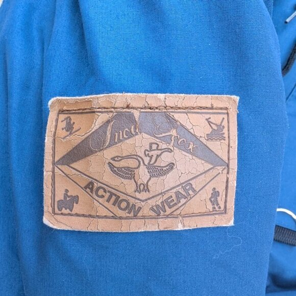 Vintage Snow Goose Parka Jacket Men's M Blue Retro Faux Fur Trim Hood Model 8501 - Picture 10 of 11